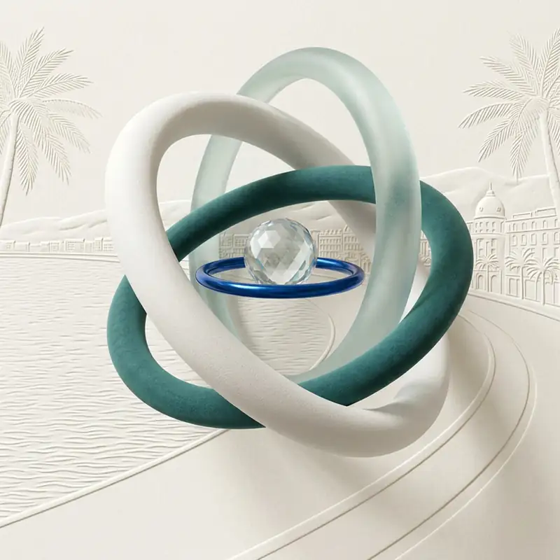 Illustration abstraite évoquant les canaux de l'oreille interne et l'équilibre — kinésithérapeute vestibulaire à domicile sur Nice